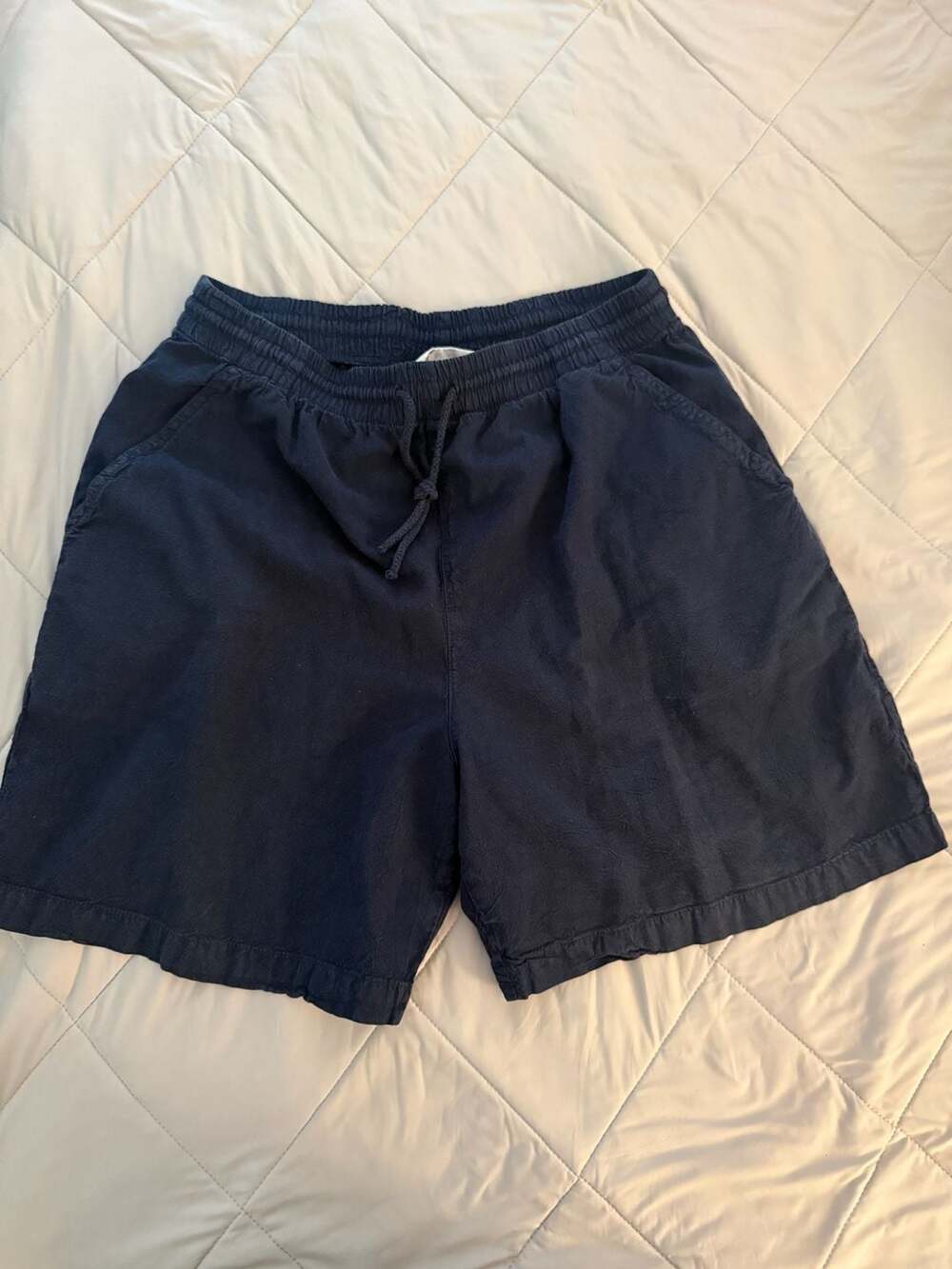 Erika & Co. Navy Blue 100% Cotton Elastic Waist Drawstring Shorts